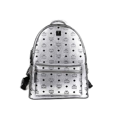 MCM Unisex Silver Coated Canvas Studded Medium Benin | Ubuy display picture 3