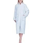 PAVILIA Womens Housecoat Zip Robe, Fleece Zip Up Front Robe Bathrobe, Plush Warm Zipper House Coat Lounger with Pockets, Long