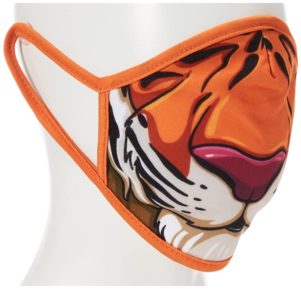 Wild Republic Wild Smiles Adult Face Mask, Reusable Face Mask, Washable Face Mask, Half Face Mask, Tiger Mouth Design