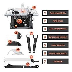 Table Saw 10 inch, Prostormer 15A Multifunctional