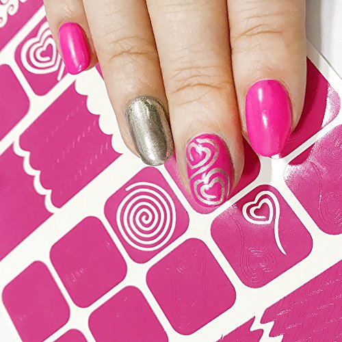 510 Nail Art Stencils Vinyl - 22 Different Shapes: Big Hearts, ZigZag, French Tip & More Adhesives Stripe Guides Patterns Designs 3 Sheets Supplies Kit Sticker Tape Decal Foil Craft Gift Teen Girl