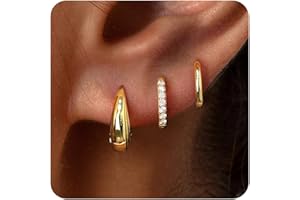 Small Sterling Silver Hoop Huggie Earrings Set for Women, Silver Stud Earrings for Multiple Piercing Hypoallergenic Trendy Je