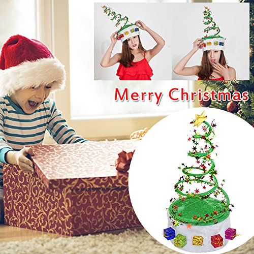 KICODE Fancy Dress Christmas Tree Coil Spring Hat Party Hats Cosplay Costume Gifts Decor 20Cmx40Cm - Thumbnail 6