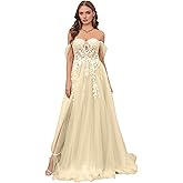 Flihodaputa Women's V Neck Lace Wedding Dresses for Bride 2025 Lace Appliques A Line Beach Wedding Gown