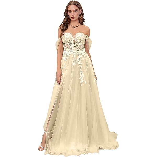 Amazon.com: Women's Ivory Satin Wedding Dress for Bride 2025 V