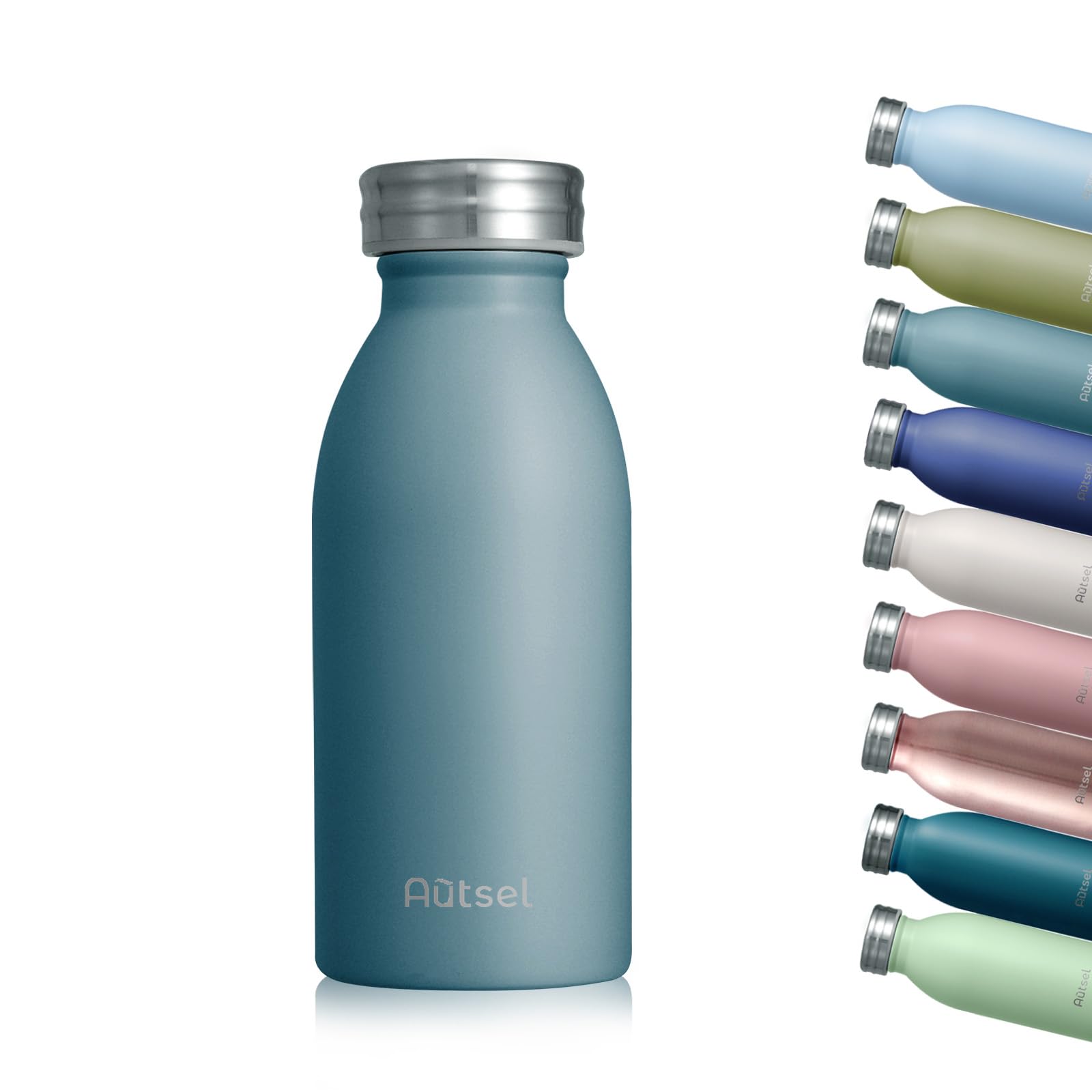 Autsel Stainless Steel Water Bottle 350ml Double Walled Vacuum Insulated Metal Water Bottle Leakproof Sports Flask Bottle BPA Free