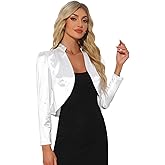 Allegra K Satin Jacket for Women's Formal Long Sleeves Bolero Shrugs for Dresses