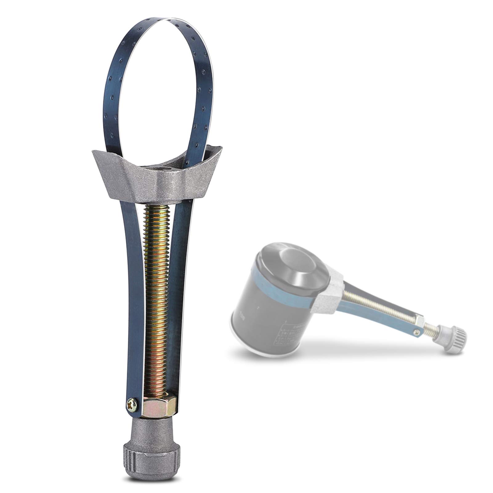 Yosoo Health Gear Oil Filter Removal Strap Wrench, Oil Filter Removal Tool Aluminum Strap Wrench Diameter Adjustable 60mm to 120mm HNH
