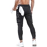 MECH-ENG Men's Active Tack Jogger Pants Fitness Tapered Sweatpants Slim Fit Trousers with Zipper Pockets