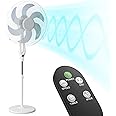 mollie Oscillating Pedestal Fan with Remote Control 12H Timer Portable Adjustable Height 6 Blades Quiet Air Circulator Standing Floor Fan for Bedroom Home White