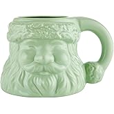 Slant Collections Christmas Mug Ceramic Santa Claus Shaped 3.75" Tall Coffee Cup, 15-Ounce, Green