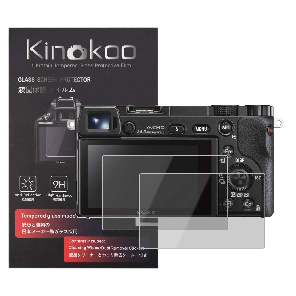 kinokoo Tempered Glass Film for SONY A6600/A6100/A6300/A6000/A6400/NEX-7/6/5/3N Crystal Clear Film Sony α6400 α6300 α6100 Screen Protector Bubble-free/Anti-scratch(2 pack)