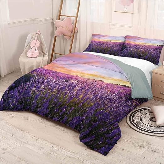 Lavender Bed Sheets Set Queen, Soft Microfiber Bed Sheets