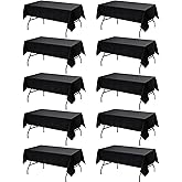 Dailyset 10-Pack Black Tablecloths for Rectangle Tables, 60 x 102 Inches, Stain-Resistant Polyester Fabric for 6 Foot Tables - Washable Table Covers for Weddings, Banquets, Birthday Parties, Events
