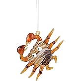 Gallerie II Tan Art Glass Crab Christmas Xmas Ornament Multi-Colored