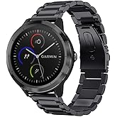 FINTIE 20mm Metal Bands Compatible with Garmin Vivoactive 6/5/3/3 Music, Venu Sq/Venu 2 Plus, Forerunner 55/165/245/645, Samsung Galaxy Watch 42mm/Active 2 1