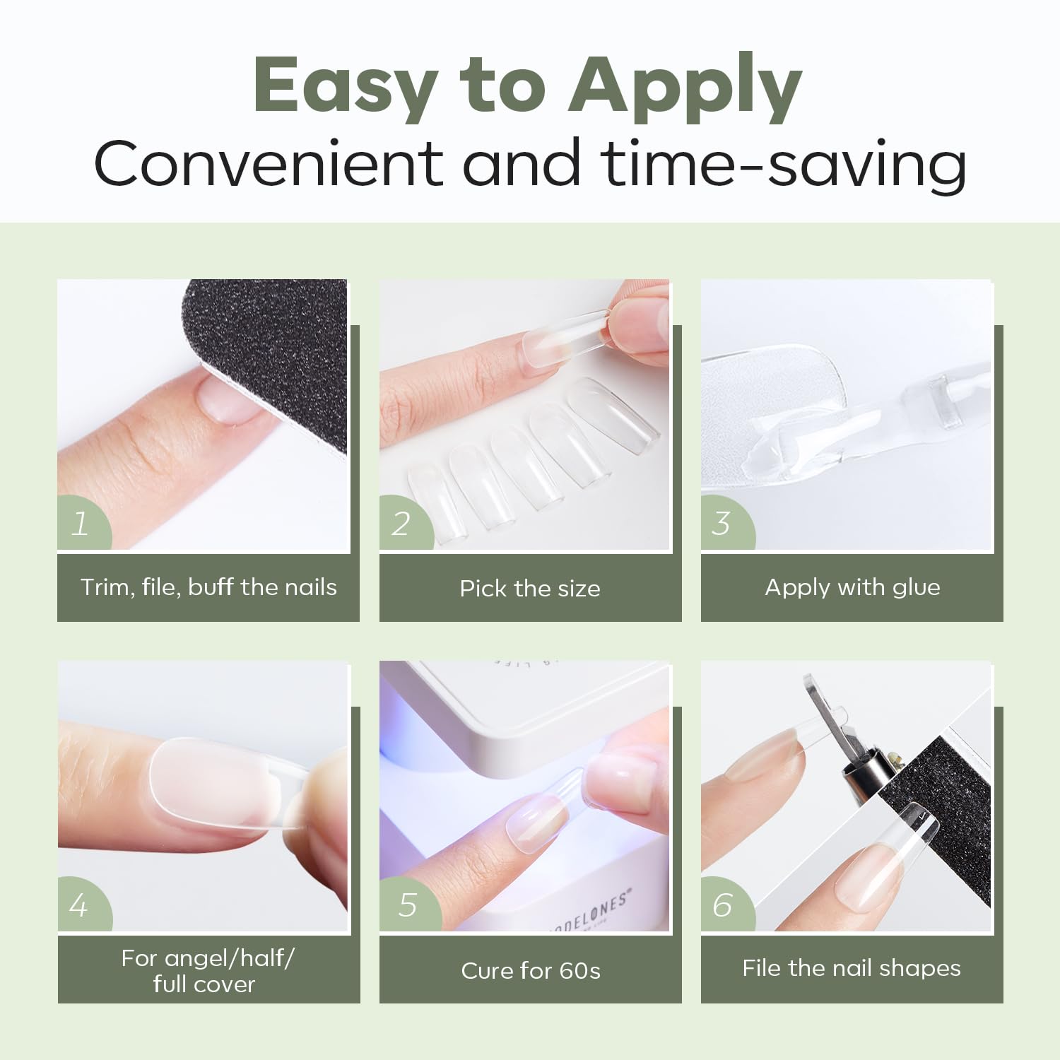 modelones Long Stiletto Nail Tips, Pre-shaped Soft Gel Tips Fake Nails False Acrylic Clear Full Cover Press on Extension Kit Gel Manicure DIY at Home 216PCS 12Sizes - Image 9