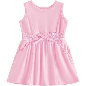 Yxniwxe Toddler Little Girl Athletic Dress Tennis Sundress Solid Color Tank Dresses Golf Skirts with Pockets Summer Outfit