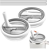 CUETWT 2 Pack 40 Oz Leak-Proof Flip Straw Lids Replacement, Compatible with Stanley Quencher H2.0 Tumblers (White)
