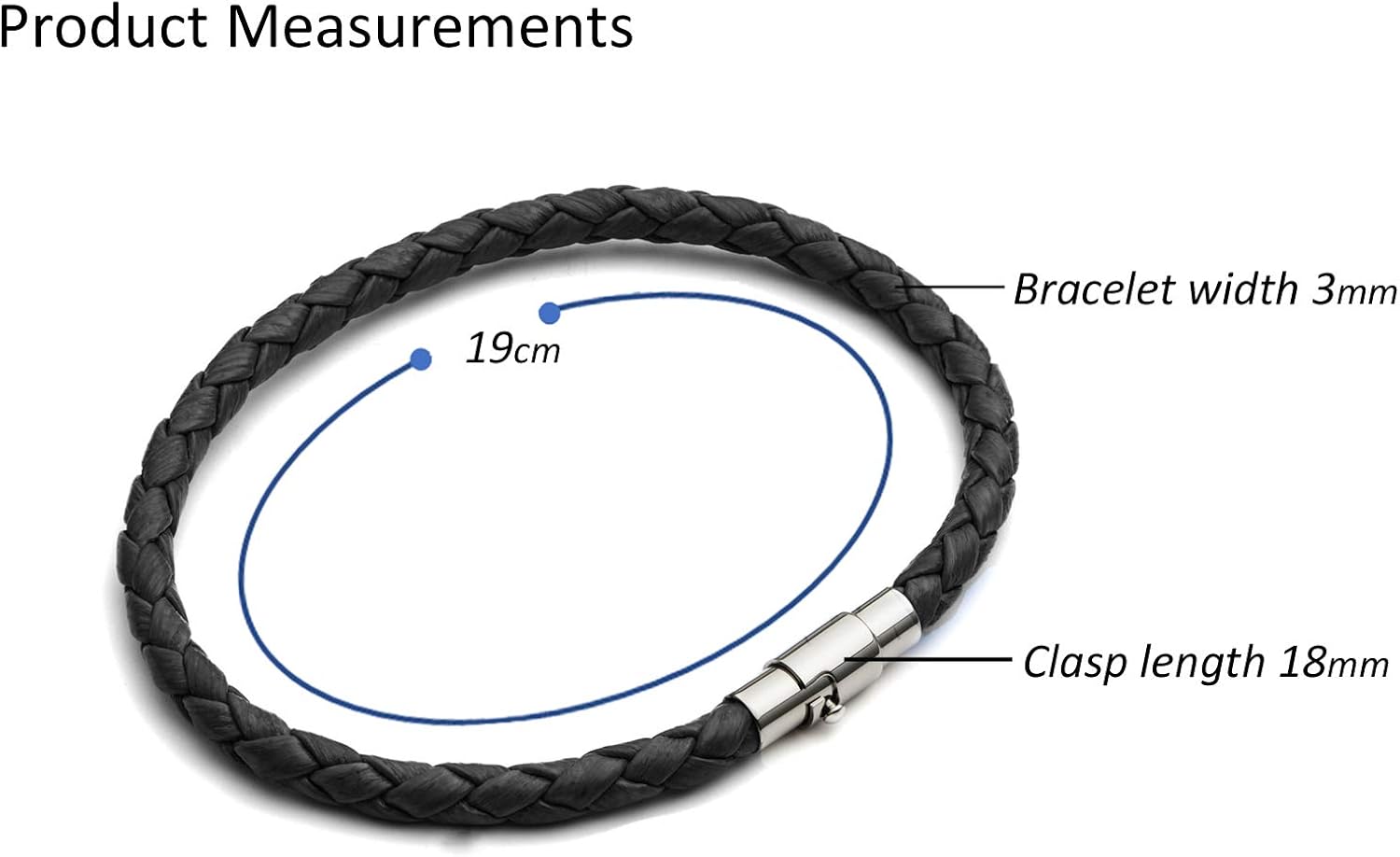 Tribal Steel Black Plaited Leather Bracelet - Unisex 19cm Leather Bracelet with Bayonet Clasp, Extra Secure Magnetic Closure - Image 4