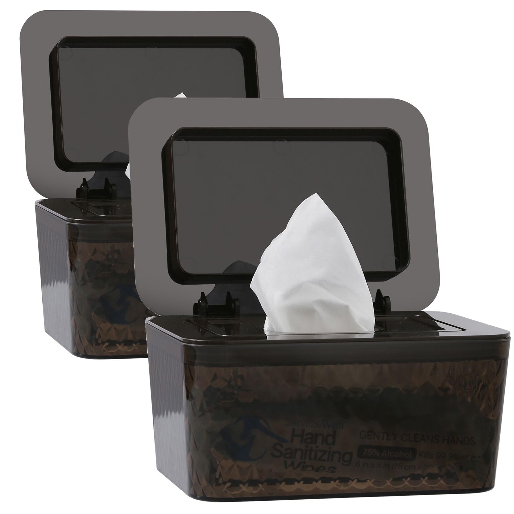 Photo 1 of 2 Pack Baby Wipes Dispenser Wipe Holder - Larger Capacity Wet Wipe Dispenser Box Wipes Container for Bathroom Keep Wipes Moist and Fresh