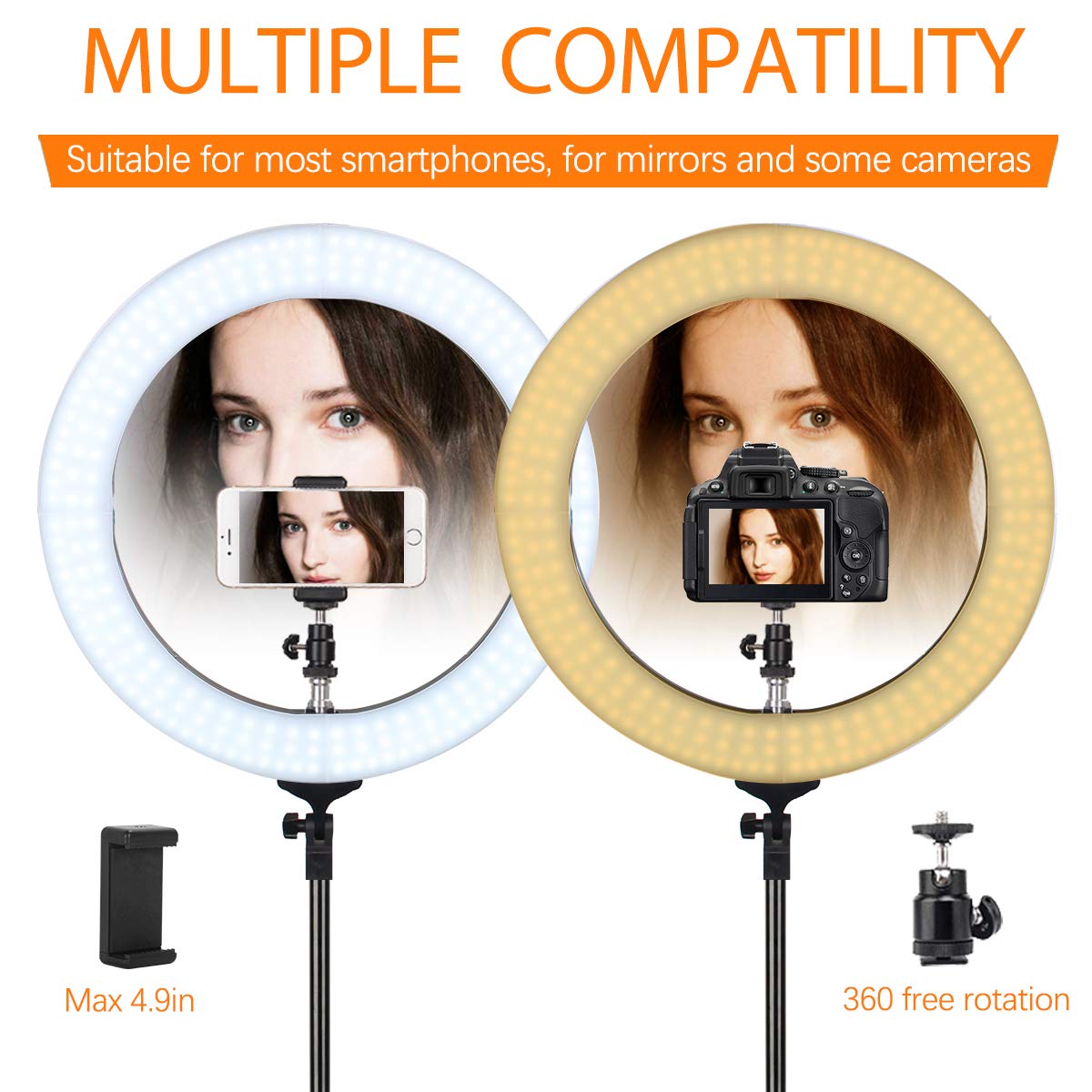 ZOMEI Right Light Kit,Ring Light with Stand,18\