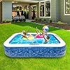 HiTauing 130″ X 72″ X 20″ Inflatable Swimming Pool, Family Full-Size Kiddie Pools, Inflatable Lounge Pool for Kiddie, Kids, Adult, Infant, Toddlers for Ages 8+,Outdoor, Garden, Backyard, Water Party