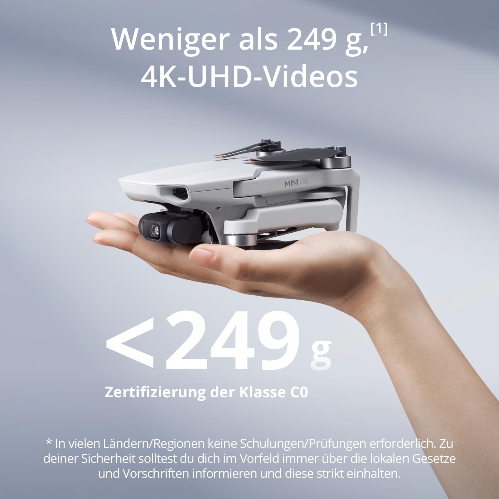 DJI Mini 4K Drohne mit 4K UHD Kamera Für Erwachsene, 3-Achsen-Gimbal-Stabilisierung, C0, QuickShots, 10 km Videoübertragung, Autom. Rückkehr, Windstabil, 1 Akku (31 min Flugzeit), Unter 249g 3