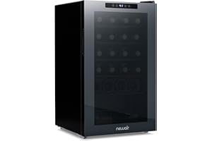 Newair 24 Bottle Wine Cooler Refrigerator | Shadow Series | Freestanding Mirrored Wine and Beverage Fridge with Double-Layer Tempered Glass Door & Compressor Cooling For Reds, Whites, & Sparkling Wine