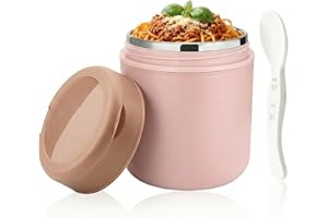 Vacuum Insulated 14.5 oz Food Container, Hot Cold Soup Jar with Spoon, Leak Proof Stainless Steel Lunch Box for Adults, BPA F