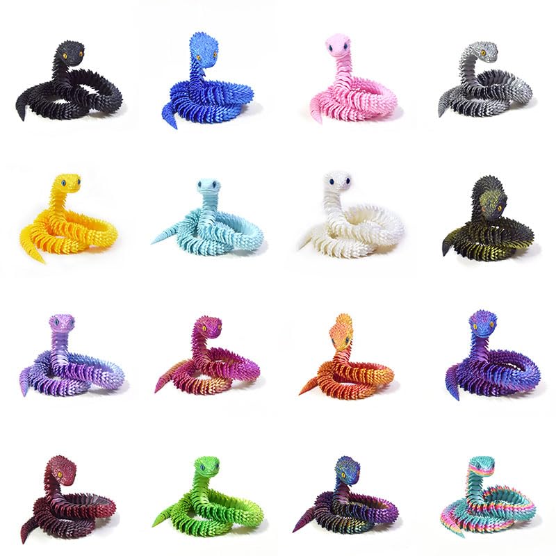 Photo 1 of 16 PCS 3D Printed Animals Snake 3D Printed Snake Fidget 11.8 InchToys Home Office Decor