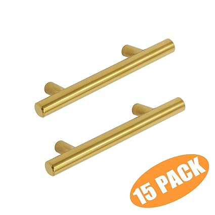 Probrico Brushed Brass Modern Cabinet Hardware Drawer Handle Pulls