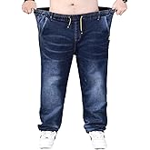 HDMGCR Jean Joggers for Men Loose Fit Elastic Waist Denim Pants