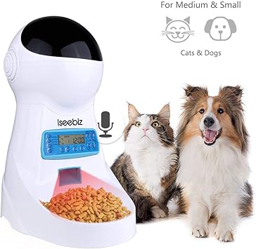 Automatic Pet Feeder Dogs Cats Food Dispenser With Voice Record