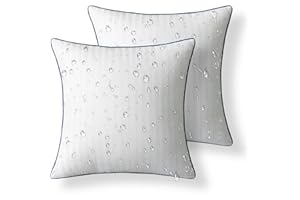 Phantoscope Outdoor Pillow Inserts Waterproof - Pack of 2 18x18 Inch Soft Water-Resistant Striped Throw Pillow Inserts with Piping, Decorative Square Cushion Form Stuffer for Patio Furniture, Garden