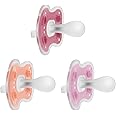 Dr. Brown's Advantage One-Piece Silicone Baby Pacifier, Fully Symmetrical Soother, Coral/Light Pink/Pink, 6-18m, BPA Free, 3 Pack