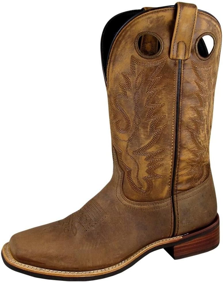 Smoky Mountain Men's Timber Pull On Closure Stitched Design Square Toe Brown Distress Boots