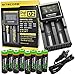 Nitecore D2 two slot smart battery Charger with LCD display For Li-ion, IMR, LiFePO4 26650 22650 18650 17670 18490 17500 18350 16340 RCR123 14500 10440 Ni-MH And Ni-Cd AA AAA AAAA C Rechargeable Batteries with 8 x EdisonBright Ni-MH rechargeable AA batteries bundle
