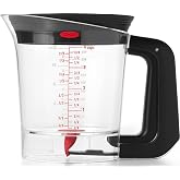 OXO Good Grips Good Gravy 4-Cup Fat Separator | Bottom-Release Spout Leaves Fat Behind, Ideal for Leaner Gravies, Built-In Strainer, Measurement Markings, Dishwasher Safe