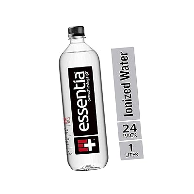ماء Essentia 33.8 Fl Oz ، 24 زجاجة ، ماء قلوي أيوني مع 9.5 درجة حموضة أو أعلى