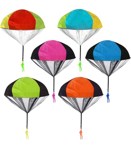 Wizzosivoor Lot de 36 jouets de parachute, pas de nœuds pour homme, lancer à la main, homme militaire, 6 couleurs – Cadeaux de fête, pas de pile ou d'assemblage nécessaire