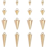 UNICRAFTALE 24pcs 4 Styles Spike Pattern Hypoallergenic Pendants 304 Stainless Steel Charms Golden Cone Pattern Pendants for DIY Necklaces Jewelry Making, Hole 1.5~2mm