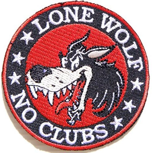 3" x 3" LONE WOLF NO CLUB Fox Dog Hog Outlaw Logo Lady Biker Rider Punk Rock Patch Sew Iron on Embroidered