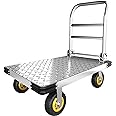 Platform Truck Heavy Duty Push Cart Dolly with 2000 LBS Capacity Foldable Moving Flatbed Cart with 6'' Swivel Wheels Large Steel Platform Dolly Cart for Groceries, Garage, Warehouse (36"X 24")