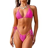 Bavace Womens Triangle Thong Two Piece Bikini Set Sexy String Bathing Suit Swimsuit Swimwear