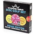 Dynamic Discs Prime Burst 3 Disc Golf Starter Set, Men, Women, and Kids, Beginners Frisbee Disc Golf Set, Putter, Midrange, and Fairway Drivers, Colors Will Vary