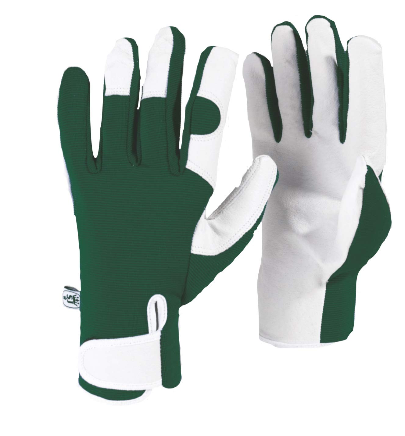 Spear & Jackson GNMGLOVESKEW Kew Gardens Collection Leather Palm Gloves, Green, Medium