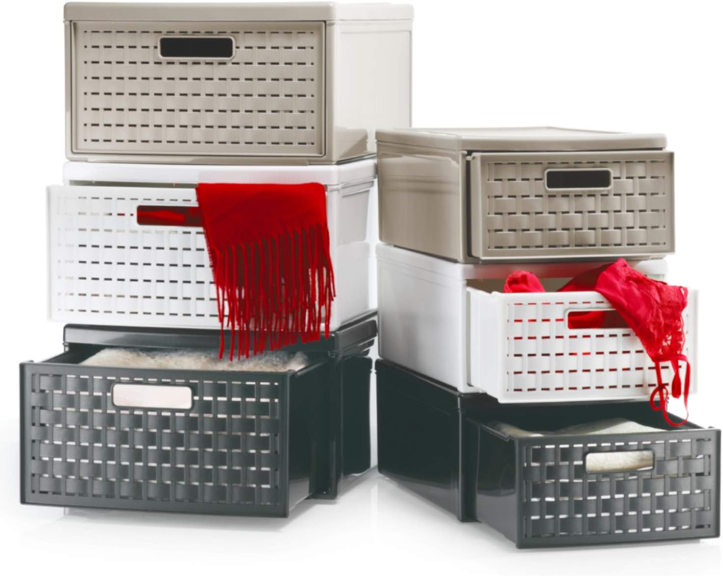 Rotho, Country, Drawer box 8.3l with 1 drawer in rattan-look, Plastic (PP) BPA-free, anthracite - Image 3