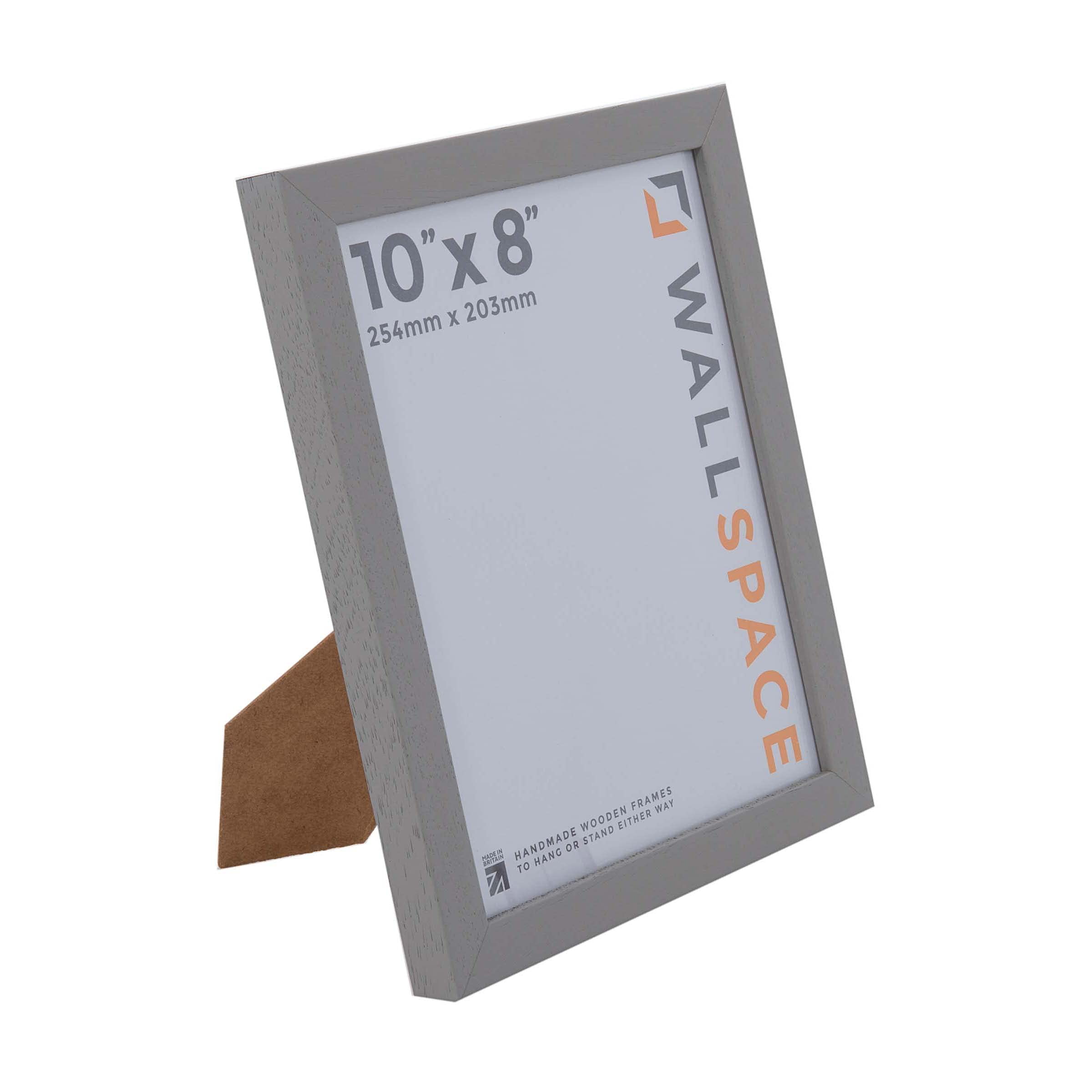 Wall Space 10x8 Grey Picture Frame | Grey 8x10 Photo Frame | 10 x 8 inch | 254x203mm | 25.4x20.3cm | Solid Wood Wooden with Real Glass | Handmade in UK
