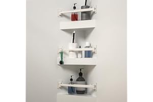 SZZSAF RV Shower Corner Storage Bar Base Angle and Adjustable Rod Length Bottom White Corner Stand, Suitable for Fixing Toilets and bathrooms in RV (3)